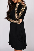 Leopard Long Sleeve Shift Dress