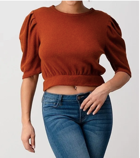 Cashmere Puff Sleeve Top