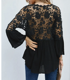 Patchwork V-Neck Quarter Sleeve Top